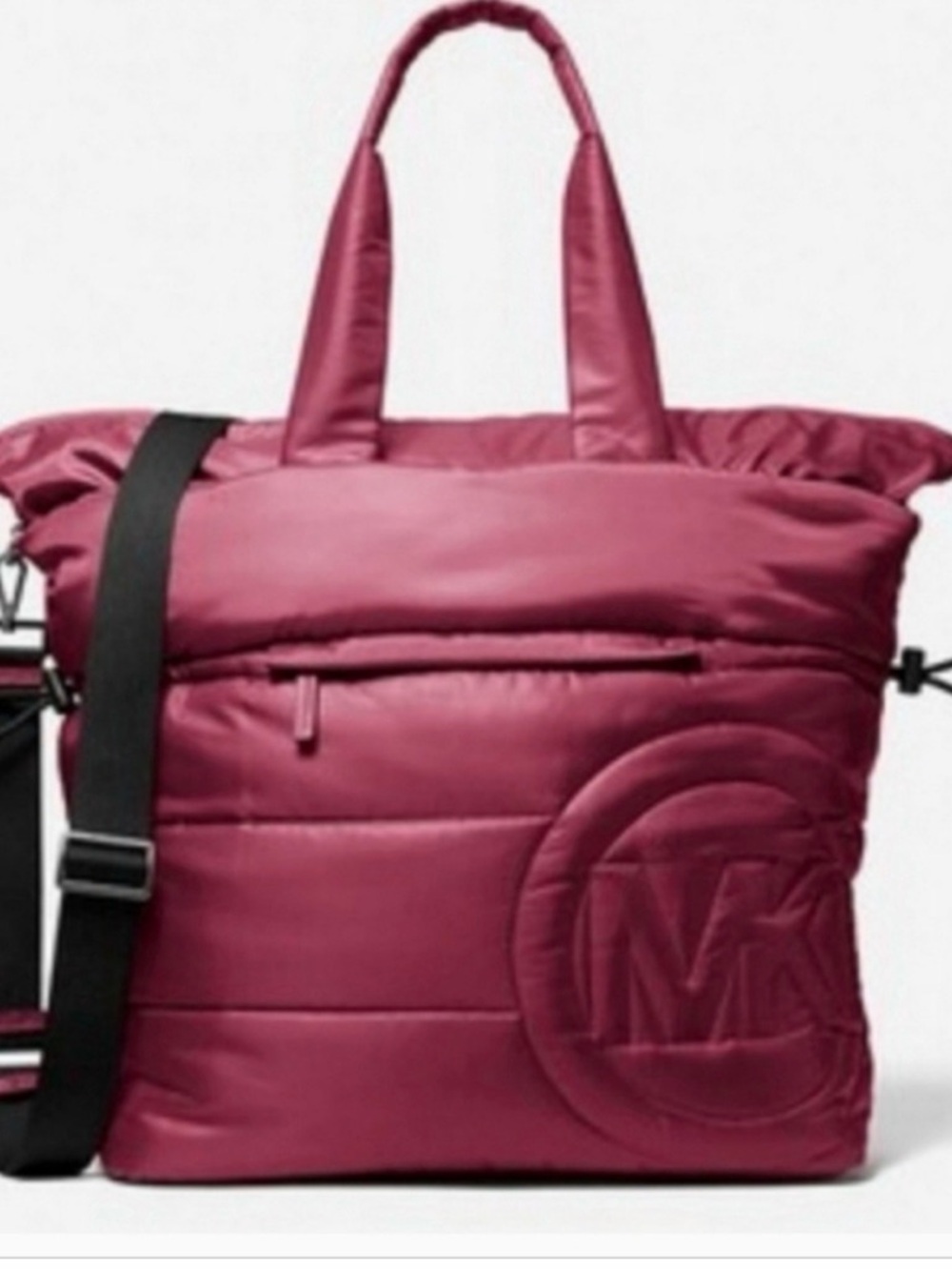 Michael Kors MK Quilted Puffer Tote Bag - Burgundy